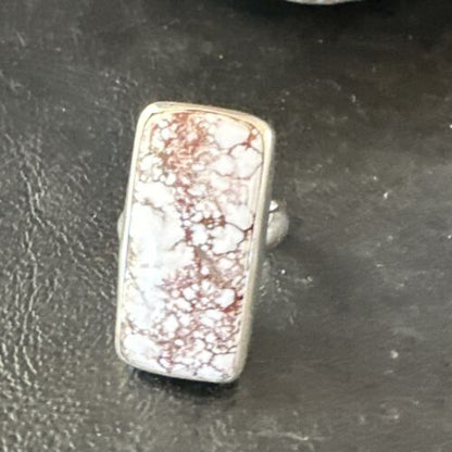 Navajo Wild Horse Turquoise Ring | Sterling Silver | Sz 7 Adjustable | Authentic Native American Handmade | 15543