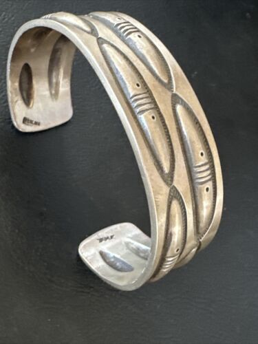 Native American Sterling Silver Navajo Stamped Cuff Bracelet | Authentic Handmade | 15985
