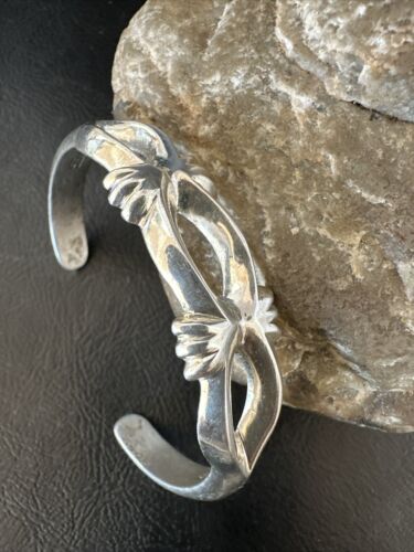 Navajo Tufa Cast Cuff Bracelet | Sterling Silver | Authentic Native American Handmade | 17219