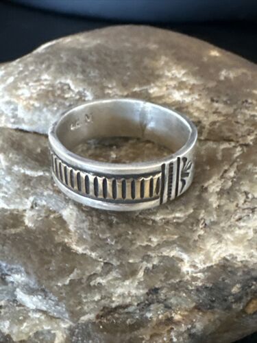 Navajo Men's Wedding Band | Stamped 14K Gold Sterling Silver Ring | Sz 9.5 | Authentic Native American Handmade | 15461