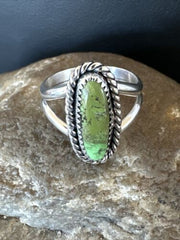 Navajo Green Gaspeite Ring | Sterling Silver | Sz 6.5 | Authentic Native American Handmade | 16402