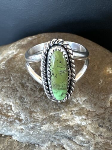 Navajo Green Gaspeite Ring | Sterling Silver | Sz 6.5 | Authentic Native American Handmade | 16402