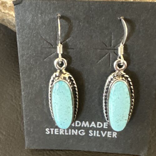 Women's Blue Dry Creek Turquoise Dangle Earrings | Navajo Sterling Silver | Authentic Native American Handmade | 16510