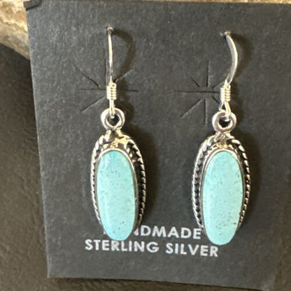 Women's Blue Dry Creek Turquoise Dangle Earrings | Navajo Sterling Silver | Authentic Native American Handmade | 16510