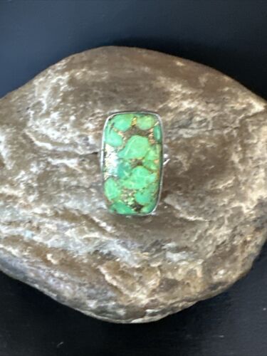 Navajo Green Mojave Turquoise Ring | Sterling Silver | Sz 6 | Authentic Native American Handmade | 15600