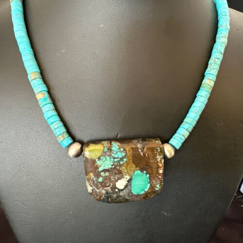 Navajo SpiderWeb Turquoise Heishi Pearls Necklace | Sterling Silver | 20" | Authentic Native American Handmade | 17035