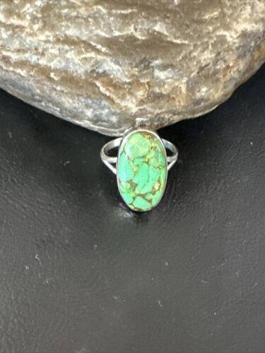 Navajo Green Mojave Turquoise Ring | Sterling Silver | Sz 10 | Authentic Native American Handmade | 15601