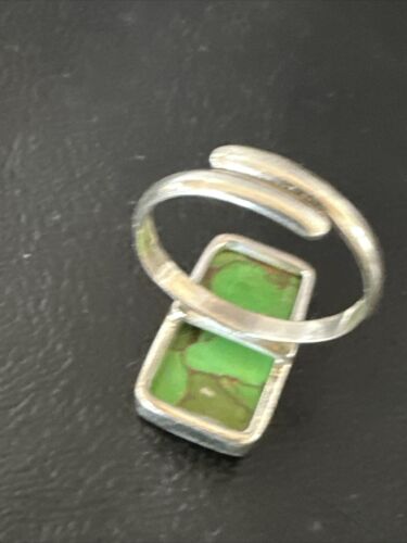 Adjustable Navajo Green Mojave Turquoise Ring | Sterling Silver | Sz 10 | Authentic Native American Handmade | 15709