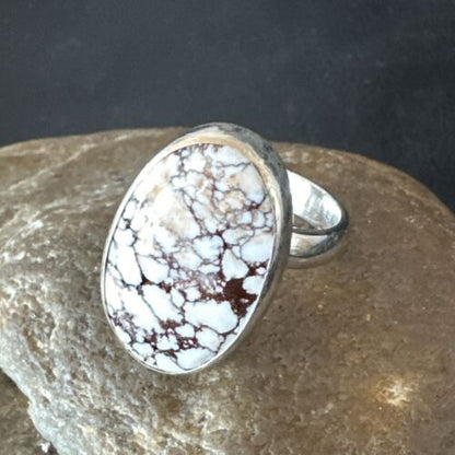 Men's and Women's Wild Horse Turquoise Ring | Navajo Sterling Silver | Sz 7 | 17278