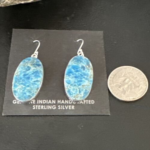 Blue Denim Lapis Dangle Earrings | Sterling Silver | 1" | 15791