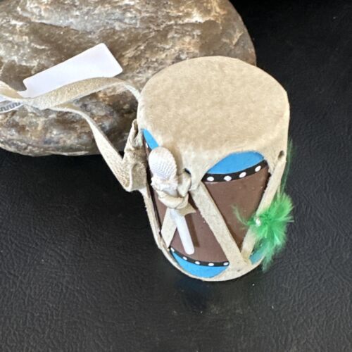 Handmade Miniature Leather Drum Car Charm | 2" Mirror Dangler | 8931