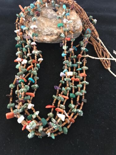 Santo Domingo Multi-Stone Bead Necklace | 32" | Authentic Native American Handmade | 3992