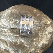 Men's Wide Band Navajo Stamped Ring | Sterling Silver | Sz 12 | Authentic Native American Handmade | 14981