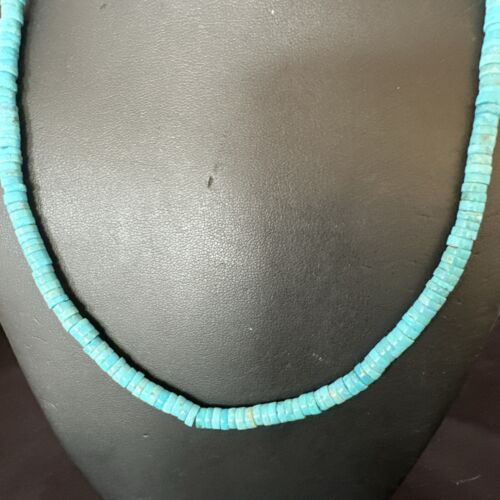 Robin's Egg Blue Turquoise Heishi Bead Necklace | 20" | Sterling Silver | 17374 - Masha USA