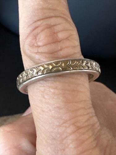 Navajo Stamped Men's Wedding Band | 14K Gold Sterling Silver Ring | Sz 12 | Authentic Native American Handmade | 15464