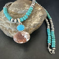 Navajo Wild Horse | Blue Kingman Turquoise Pendant Necklace | Sterling Silver | 17571
