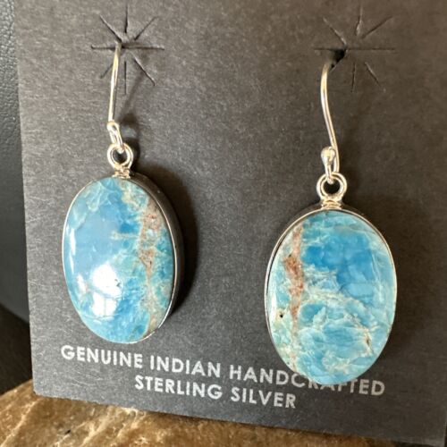 Blue Denim Lapis Dangle Earrings | Sterling Silver | 1" | 15798