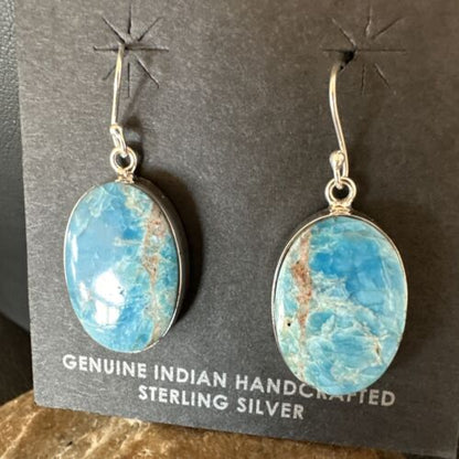 Blue Denim Lapis Dangle Earrings | Sterling Silver | 1" | 15798