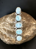 Navajo Blue Larimar Multi-Stone Ring | Authentic Native American Sterling Silver | Multi-Stone | Sz 6.5 | 15980