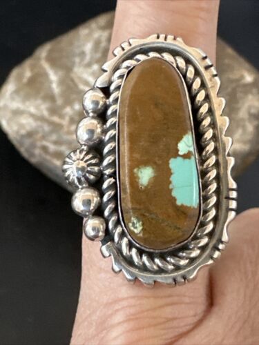 Men's Women's Blue Turquoise #8 Navajo Ring | Sterling Silver | Sz 11 | 16895