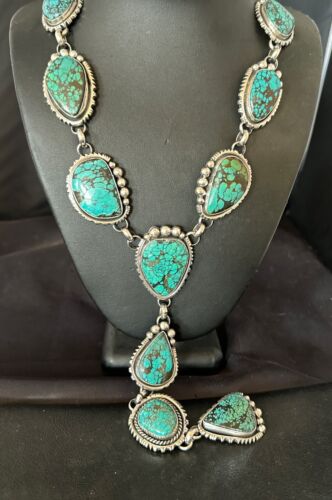 Men's Lariat Blue Spiderweb Turquoise Necklace | Navajo Handmade | 31" | 17453