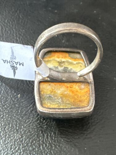 Navajo Yellow BumbleBee Jasper Adjustable Ring | Sterling Silver | Sz 8 | Authentic Native American Handmade | 14021