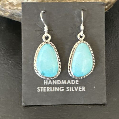Navajo Blue Ridge Turquoise Dangle Earrings | Sterling Silver | Authentic Native American Handmade | 16512
