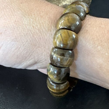 Native American Tigers Eye Stone Stretch Bracelet | Authentic Handmade | 16256