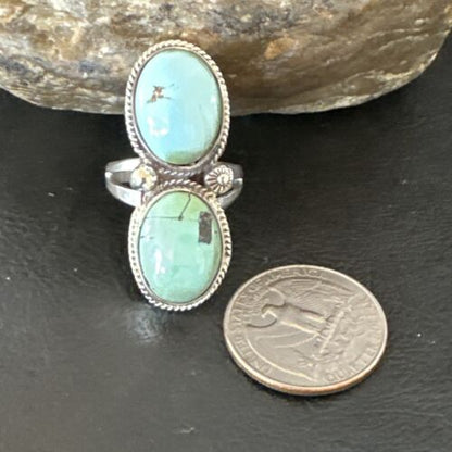 Navajo Blue Dry Creek Turquoise Multi-Stone Ring | Authentic Native American Sterling Silver | Sz 9.5 | 16737