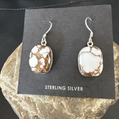 Navajo Wild Horse Turquoise Dangle Earrings | Sterling Silver | Authentic Native American Handmade | 15747