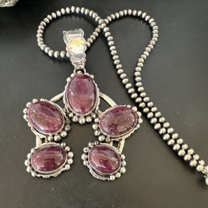 Navajo XL Purple Spiny Oyster Naja Pendant Necklace | Sterling Silver | 16100