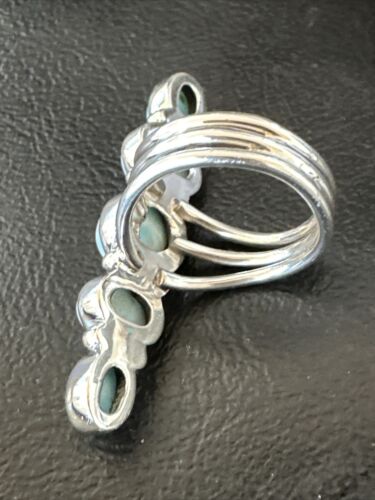 Navajo Blue Larimar Cluster Ring | Authentic Native American Sterling Silver | Multi-Stone | Sz 6.5 | 16161