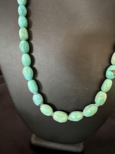 Graduated Blue Turquoise Navajo Pearls Necklace | Sterling Silver | Authentic Native American | 20" | 16952