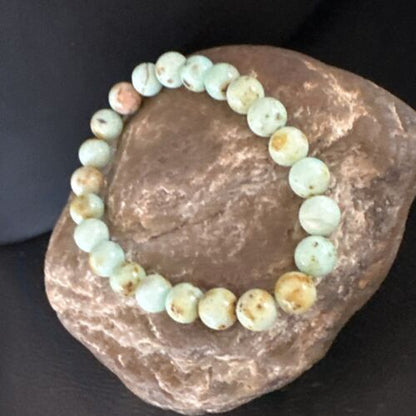 Women's Green Turquoise Stretch Bracelet | 8mm Stone | 7" | Authentic Native American Handmade | 15243