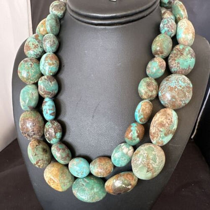 XXL Men's Chunky Spiderweb Turquoise Necklace | Navajo Sterling Silver | 21" | 16239