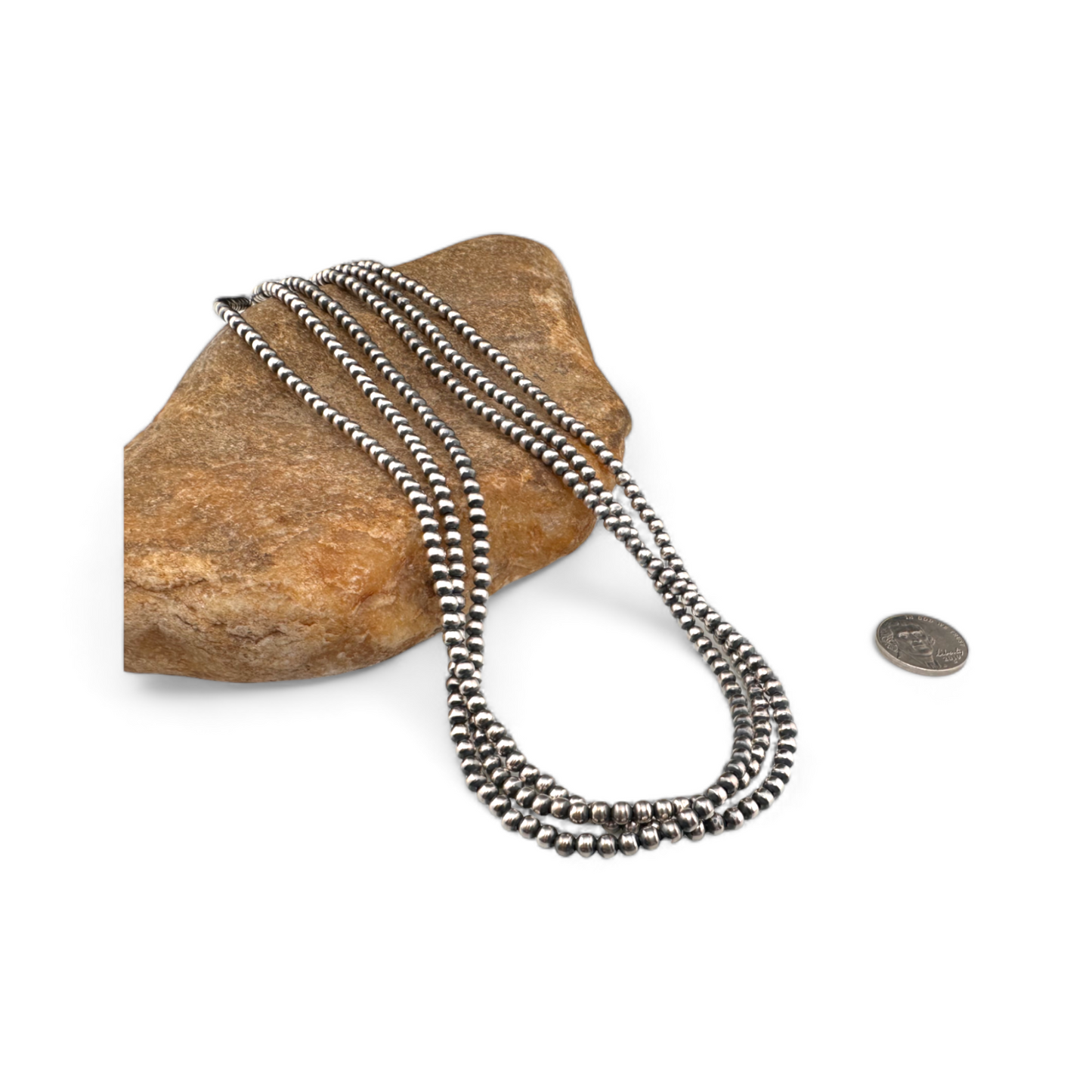 12mm 3 - Strand | Sterling Silver Navajo Pearls | Authentic Native American Handmade Necklace | Length 18"-96"