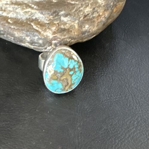 Navajo Blue Turquoise #8 Ring | Sterling Silver | Sz 9.5 | Authentic Native American Handmade | 14964
