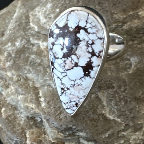 Navajo Wild Horse Turquoise Ring | Sterling Silver | Sz 7 | Authentic Native American Handmade | 17366