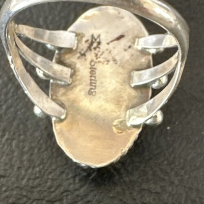 Navajo Oval Pink Conch Ring | Handmade | Sz 8.5 | 16048