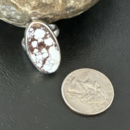Men's & Women's Wild Horse Turquoise Navajo Ring | Sterling Silver | Sz 7 | Authentic Native American Handmade | 17263