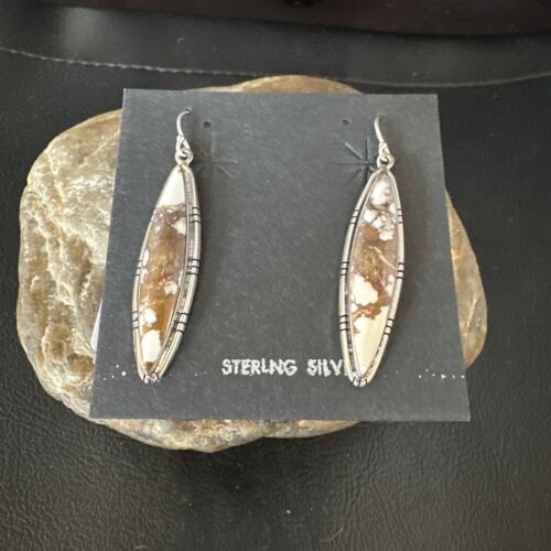 Native American Navajo Wild Horse Turquoise Earrings | Sterling Silver | 1377