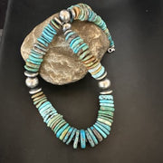 Navajo Blue Green Turquoise Necklace | Sterling Silver | Authentic Native American | 21" | 16959