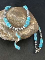 Navajo Kingman Turquoise Pendant Necklace | Sterling Silver | Native American Handmade | 14829