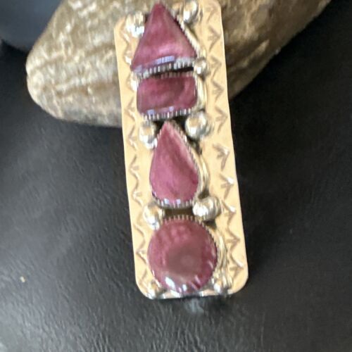Navajo Purple Spiny Oyster Multi-Stone Ring | Authentic Native American Sterling Silver | Multi-Stone | Sz 8 | 15051