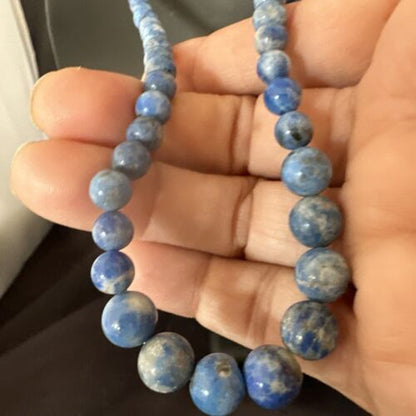 Blue Denim Lapis Graduated Navajo Sterling Silver Necklace | Authentic Native American | 22" | 16550
