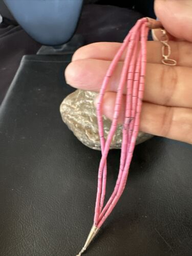 Navajo Pink Rhodochrosite 5-Strand Heishi Bracelet | Authentic Native American Handmade | 16978