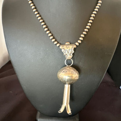 Native American Navajo Sterling Silver Necklace | 3.5" Naja Pendant | 20" | 16480
