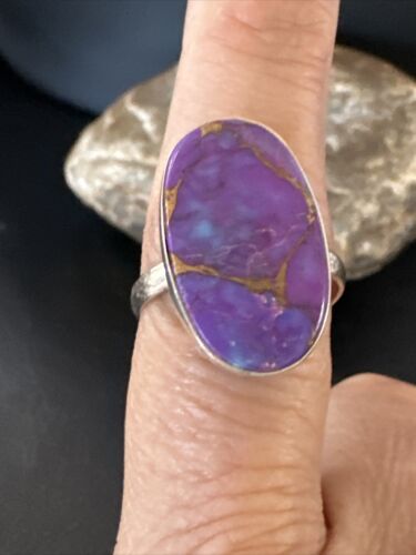 Adjustable Sterling Silver Purple Mojave Turquoise Ring | Sz 10 | 15612