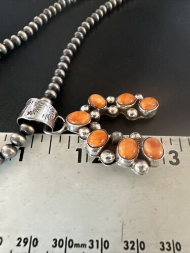 Navajo Spiny Oyster Naja Pendant Necklace | Sterling Silver | 20" | Authentic Native American Handmade | 15755