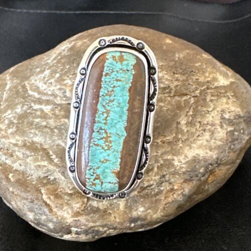 Navajo Blue Turquoise #8 Ring | Sterling Silver | Sz 10.5 | Authentic Native American Handmade | 16476
